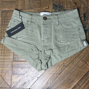 One Teaspoon Women's Olive Jean Shorts